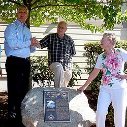 Lakewood mayor Don Anderson (left) at marker dedication.