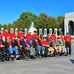Veterans visiting the World War II Memorial, October 11, 2014