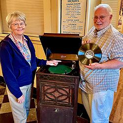 Highlighting new addition to the museum are Docent Linda Work and Board Member Kris Kaufman.