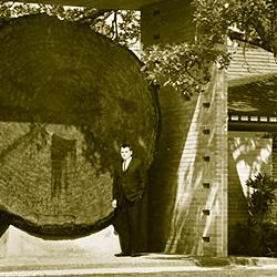 Flora's son, Douglas Tenzler, standing by <em>The Big One</em> in 1965