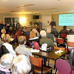 Even without our usual audio-visual setup, no one had to strain to hear, thanks to the Meeting Room's good acoustics 