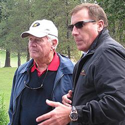 Jack Nicklaus (left) looks over the course his firm helped to expand and renovate.