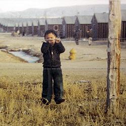 A young internee at the Hearts Mountain camp.